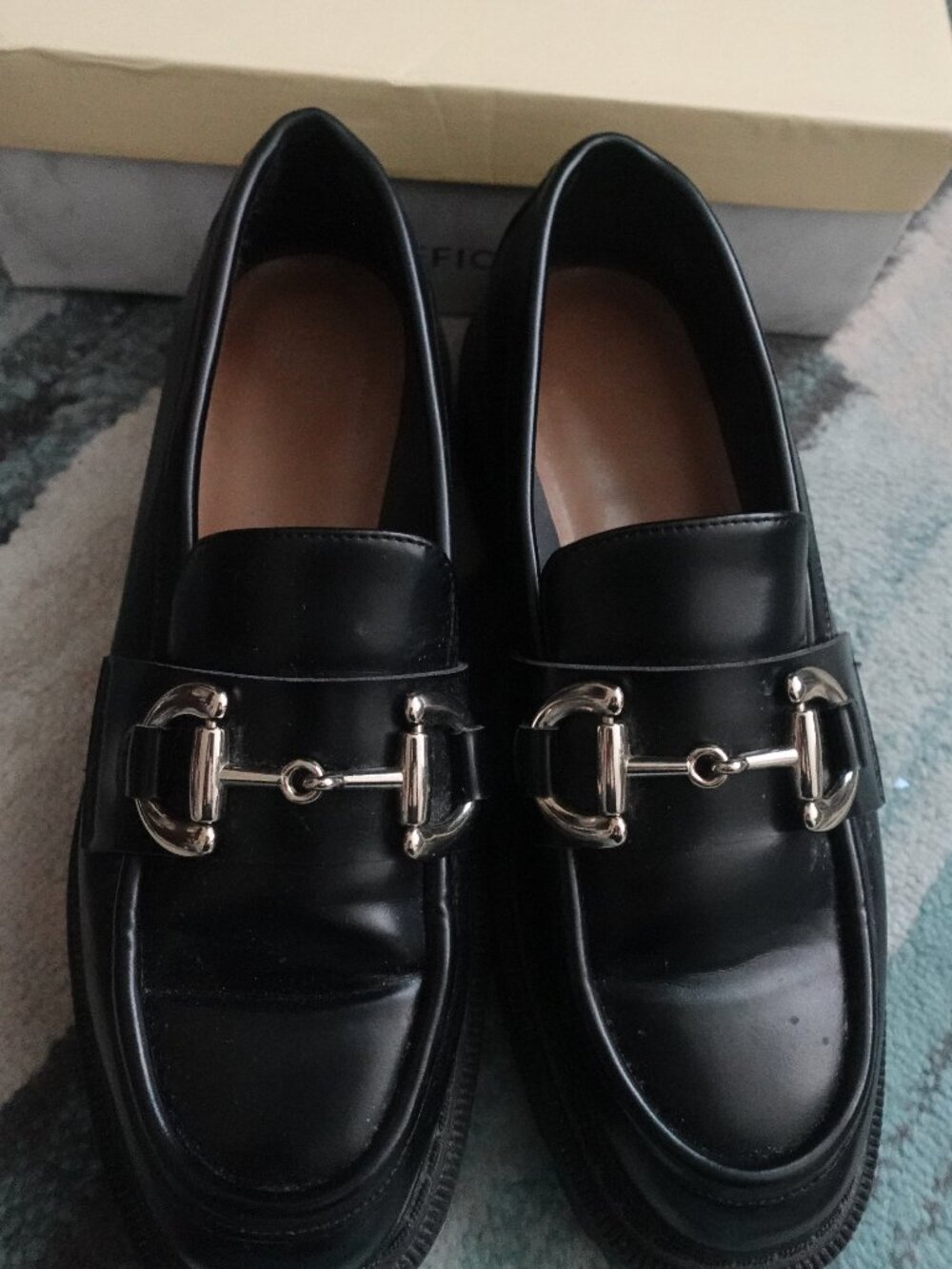 Chunky Black and Gold Loafers - Size 10 - HM